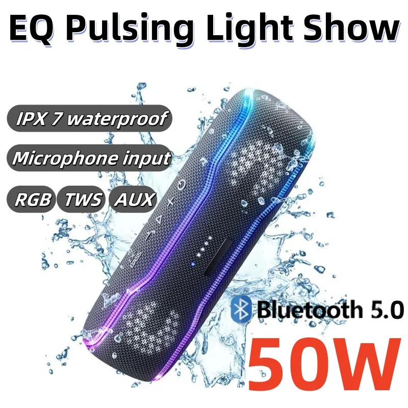 

Портативный водонепроницаемый беспроводной уличный сабвуфер с RGB-подсветкой, стерео бас, звуковая коробка для путешествий, вечеринок, Bluetooth-динамик Caixa De Som