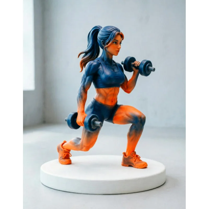 A Resin Statue Of A Fit And Muscular Female Bodybuilder, Suitable As A Decorative Item For Fitness Rooms Or Home Use.