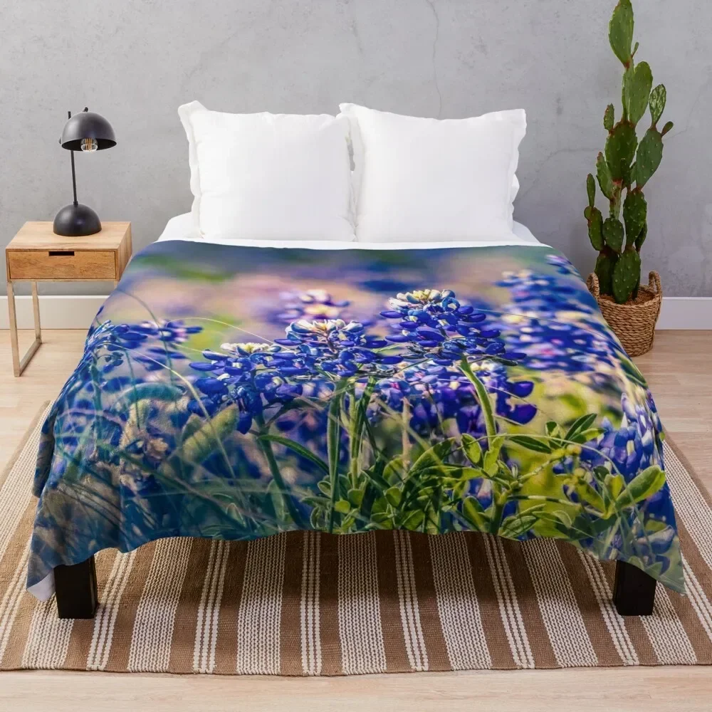 Texas Bluebonnets Throw Blanket sofa bed Warm Blankets