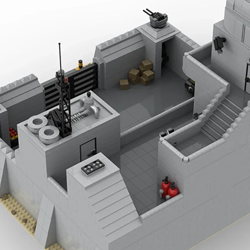 MOC-Modelo Militar Posto Avançado com Tecnologia Gun Turret Blocos Modulares, Tijolos De Construção, Conjuntos De Brinquedos DIY, Presentes para Crianças, MOC