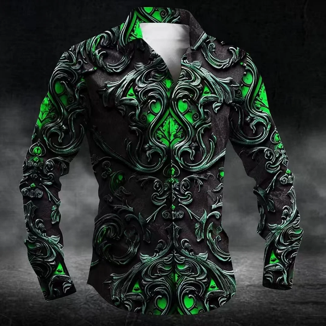 

New Hip Hop Skull Print Shirt, Men's Streetwear, Urban Trend, Casual Loose Gothic Style Clothing