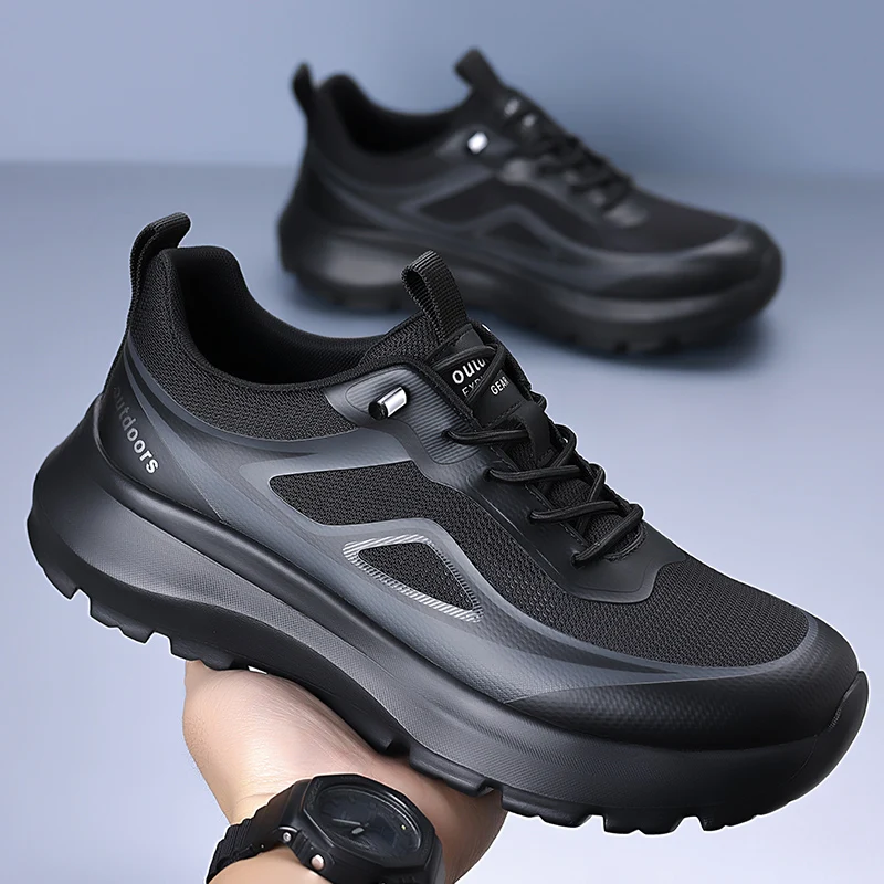 

Мужские кроссовки для кемпинга и бега: легкие, удобные, универсальные, с застежкой-шнурком, однотонные, для горного туризма