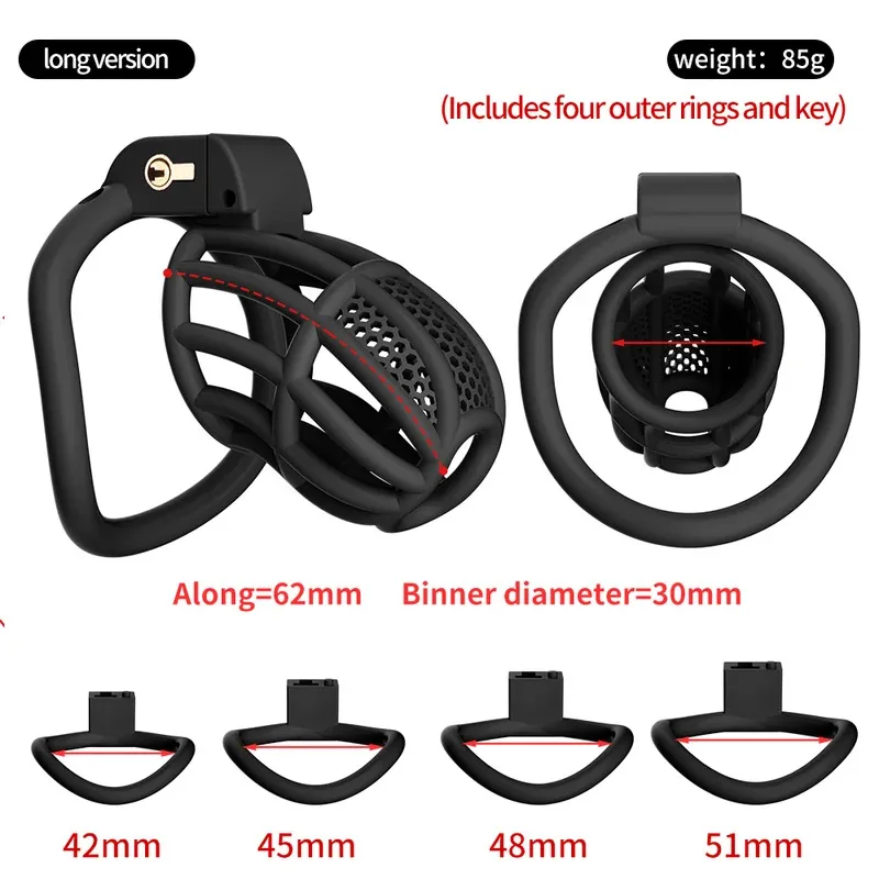 กรงครอบอวัยวะเพศชายแบบรังผึ้ง ระบายอากาศได้ พร้อมกุญแจล็อค สำหรับผู้ที่ชื่นชอบการเล่นบทบาททาส คุคอลด์ เฟติช  อุปกรณ์รัดอวัยวะเพศชาย ของเล่นทางเพศสำหรับคู่รักและผู้ชาย