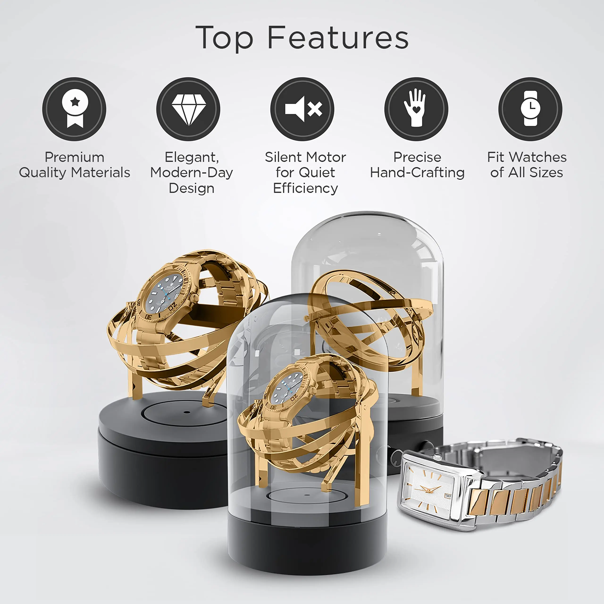 Luxury Automatic Single Electric Watch Winder for Automatic Watches Watch Box Automatic Winder Storage Orbit Display Case Box