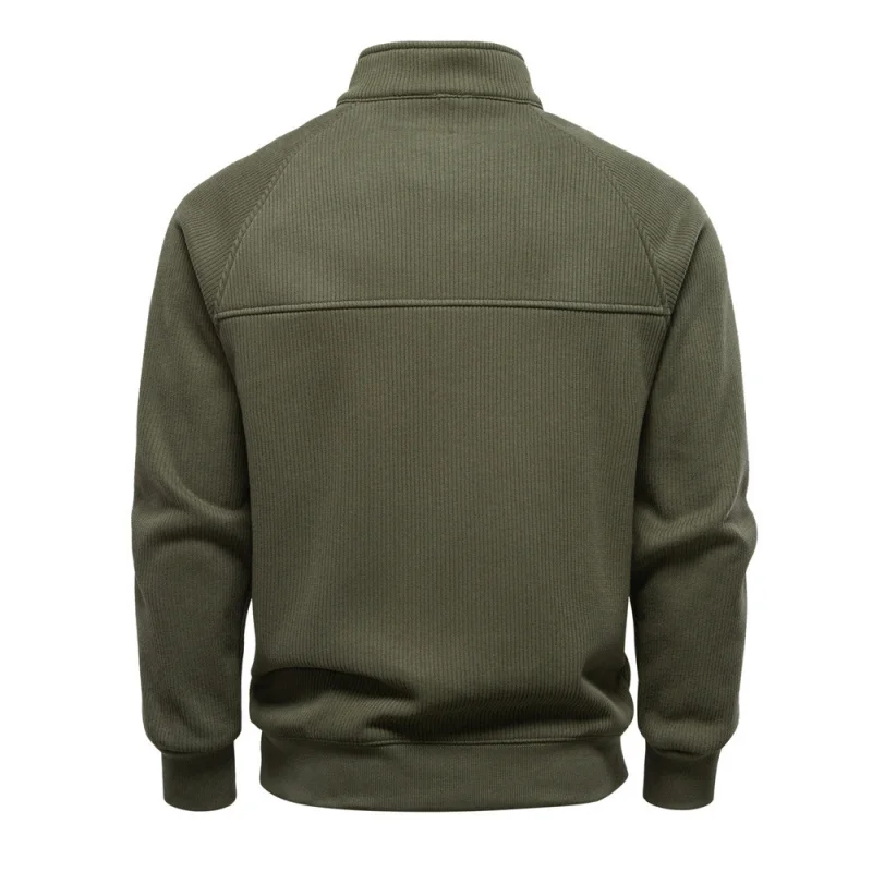 2025New Autumn and Winter Half-Zip Sweatshirt Stand Collar Trendy Versatile Fleece-Lined Men's Sweatshirt Top