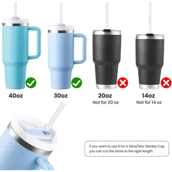Náhradní brčka pro Stanley Cup Tumbler o objemu 40 oz, balení 12 průhledných opakovaně použitelných plastových brček, 2 kartáčky na brčka, pro Stanley Cup 8 nejlepší prodej Brčko Stanley Tumbler - №2