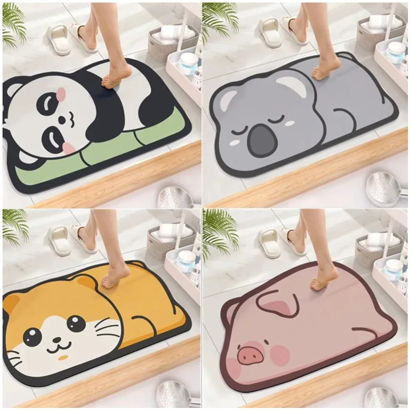 

Cute Diatom Super Absorbent Bathroom Mat CartoonNon-Slip Mud Toilet Pad Quick-Drying Bath Mat Floor Mat