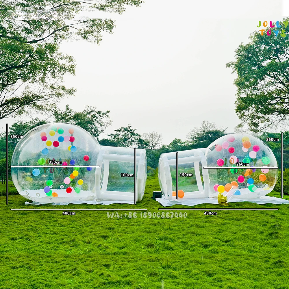 Inflatable bubble house with trampoline and transparent dome PVC material