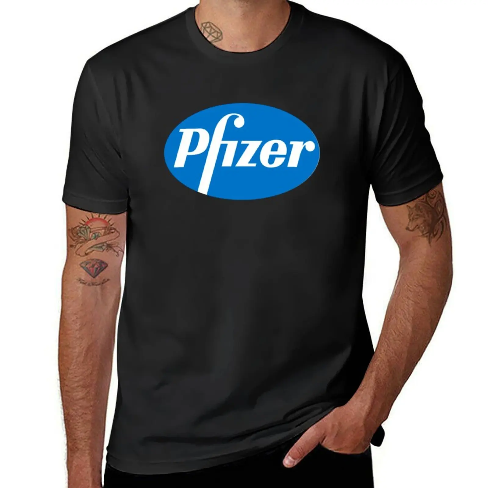 Pfizer Logo T-Shirt tops cute tops Aesthetic clothing new edition mens t shirts pack