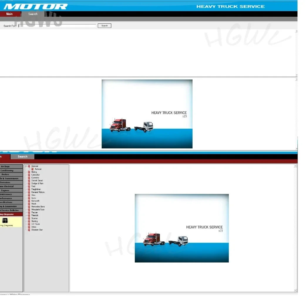 Motor Heavy Trucks Service 2019 Service Manual for Trucks Electrical Wiring Diagram Engine Repair Air Bags Air Conditioning