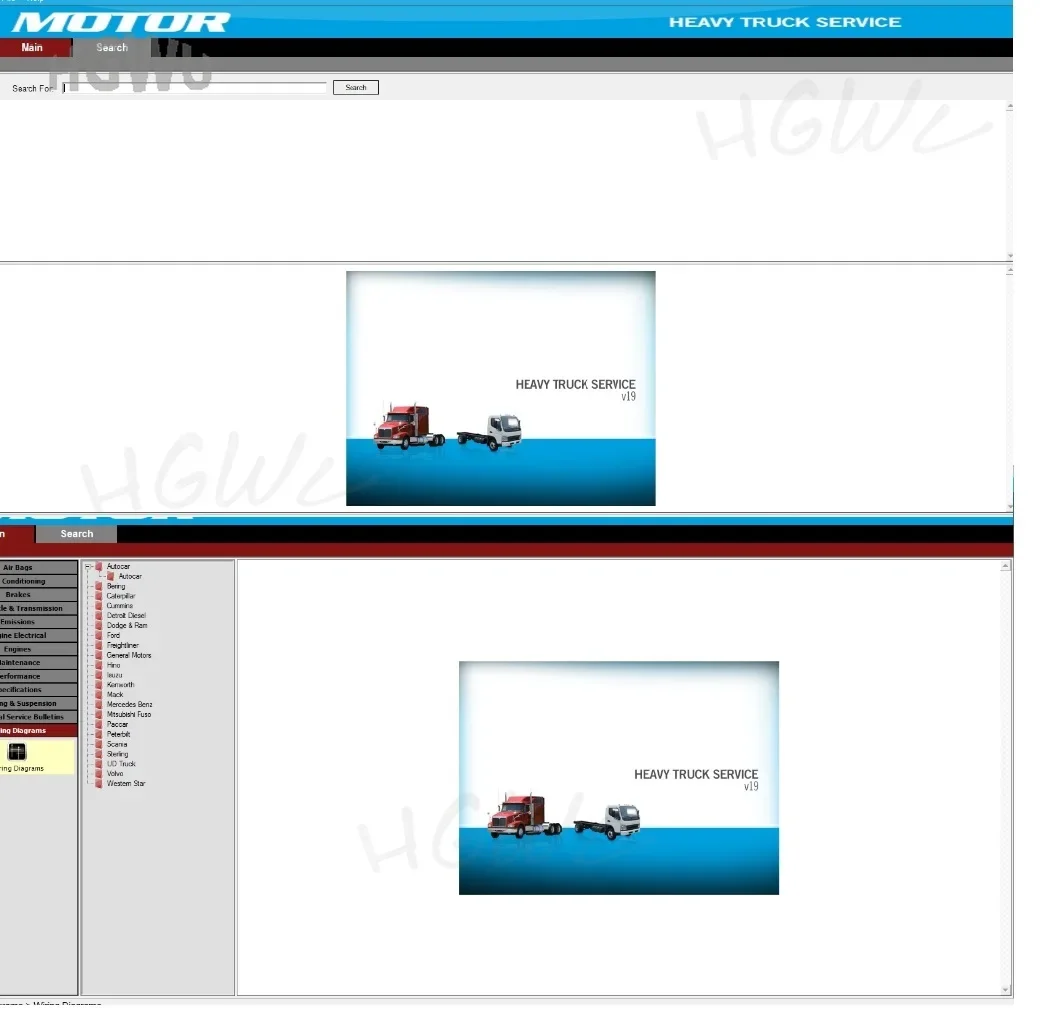 Motor Heavy Trucks Service 2019 Service Manual for Trucks Electrical Wiring Diagram Engine Repair Air Bags  Air Conditioning