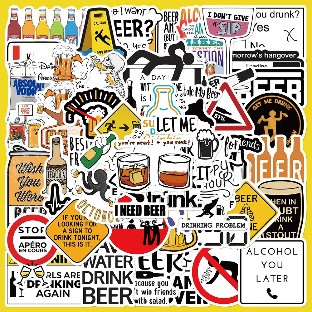 

50pcs Creative And Interesting Beer Animation Style Series Of Graffiti Stickers For Helmet Desktop Wall Decoration DIY Stickers