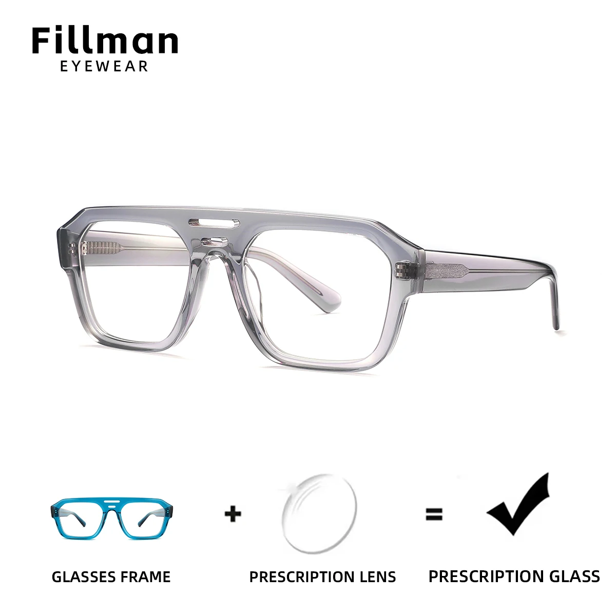 

Fillman Fasion Pilot Prescription Eyeglasses Acetate Progressive Glasses Myopia/Hyperopia Optical Eyewear Reading glasses Unisex