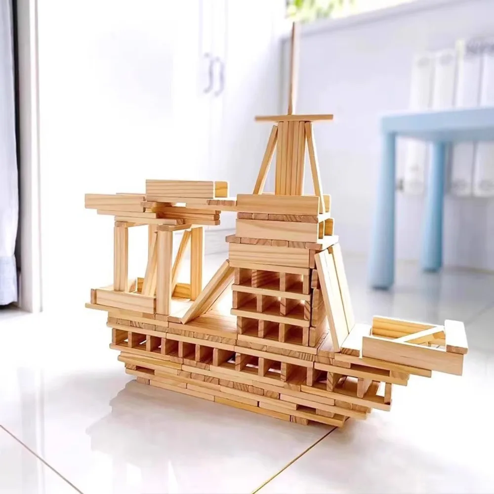 Blocchi da costruzione in legno per bambini Giocattoli impilabili in legno naturale per i più piccoli Apprendimento creativo del set da gioco