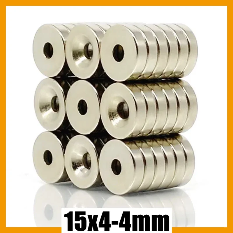 15x4-4mm 5/10/20/50/100pcs N35 Strong Rare Earth Powerful Round Magnet 15*4mm Hole 4mm 15*4-4 Neodymium Magnetic Magnets