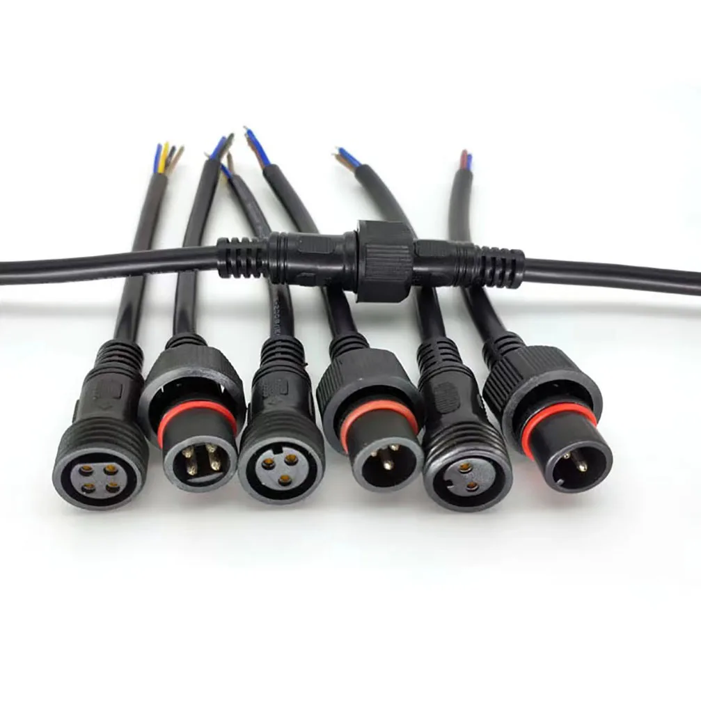 1 Set Black 2 3 4 5 6 7 8 Pin Waterproof Plug Cable Plug And Socket For LED Light Strip With 20cm Length Cable