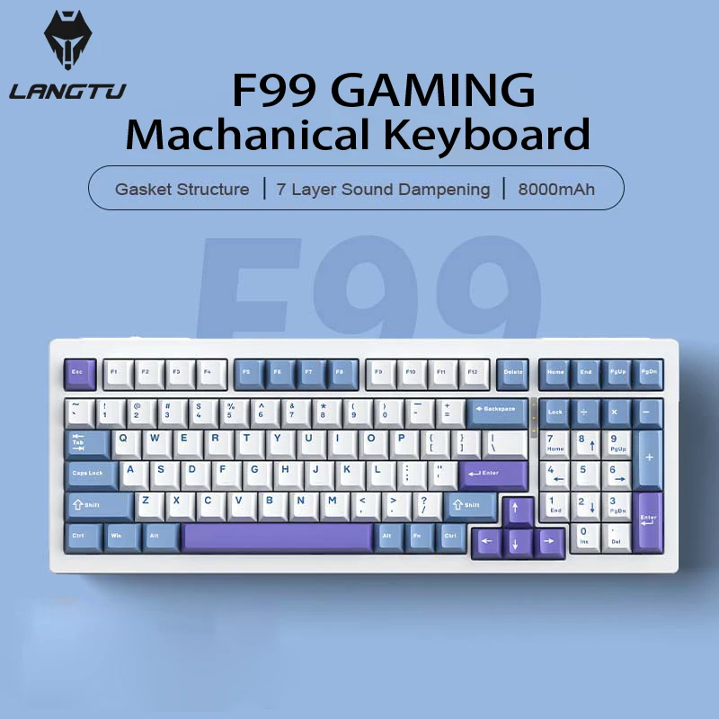 LANGTU F99 Customize Gaming Mechanical Keyboard Wireless Tri-Mode RGB 8000mAh Hot-Swap Bluetooth Keyboard for Gamer