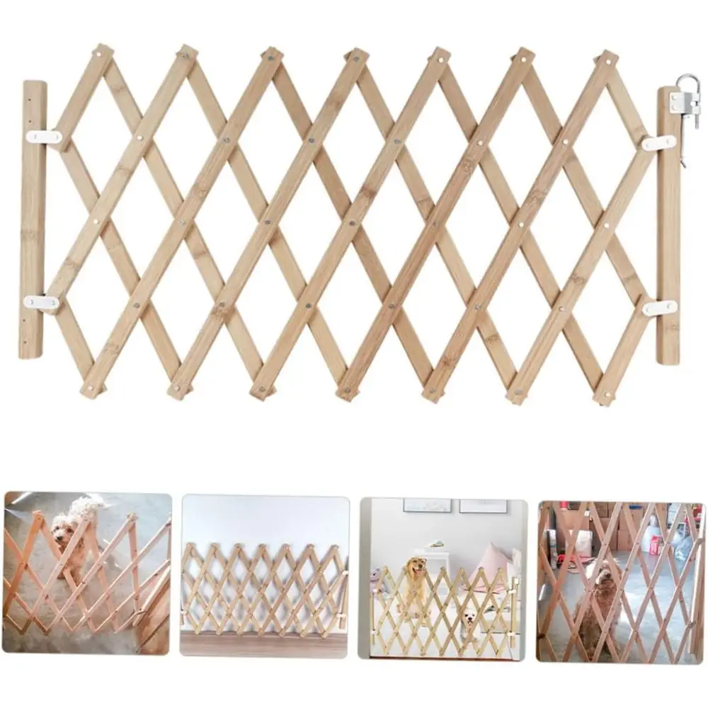 Pet Barrier Gate Dog Saety Door Indoor/Outdoor Dog Gate Easy Install Sturdy Wooden Pet Ition Do