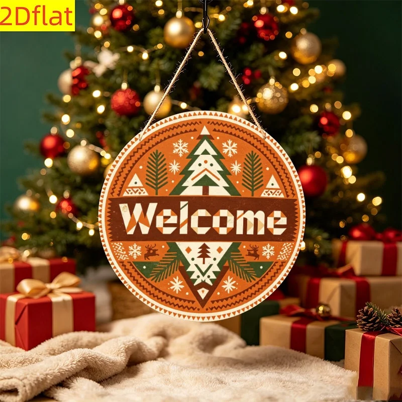 2D Flat, 2D Flat Wooden Round Hanging Sign, 1pc Per Pack. Ideal for Halloween, Christmas, Thanksgiving, and Autumn Harvest