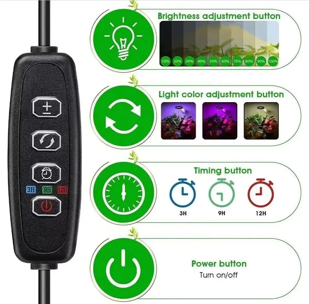 ضوء نمو النبات LED مصباح النمو الطيف الكامل للنباتات الداخلية ارتفاع قابل للتعديل مؤقت تلقائي 5 فولت فكرة لإضاءة النباتات الصغيرة #2
