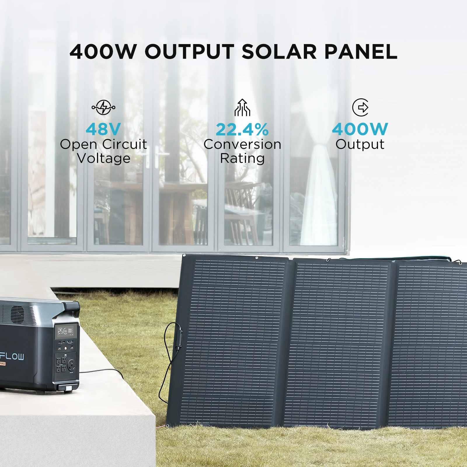 Ecoflow 400w Portable Solar Panel, Foldable & Durable, Complete With an Adjustable Kickstand , Waterproof Ip68