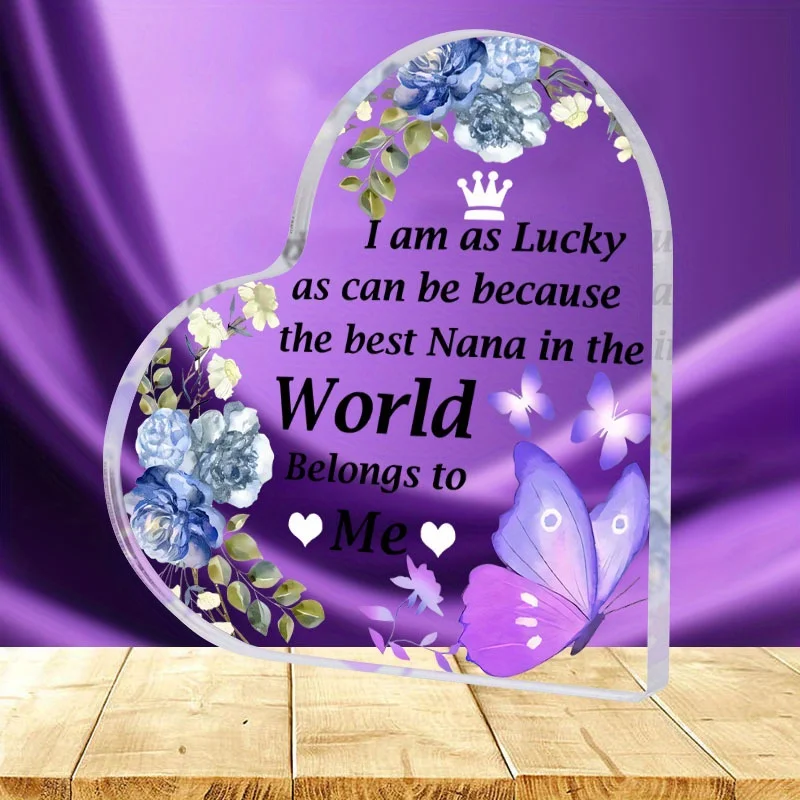 Acrylic Purple Butterfly Crown Paperweight, Grandma Birthday Gift Farmhouse Office Decor