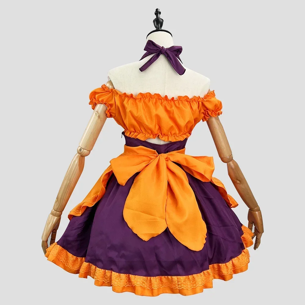Orange Cute Bat Lolita Maid Dress Costume Cosplay Magic Witch Vampire Maid Dress Suit For Maid Halloween Party Costumes S -5XL