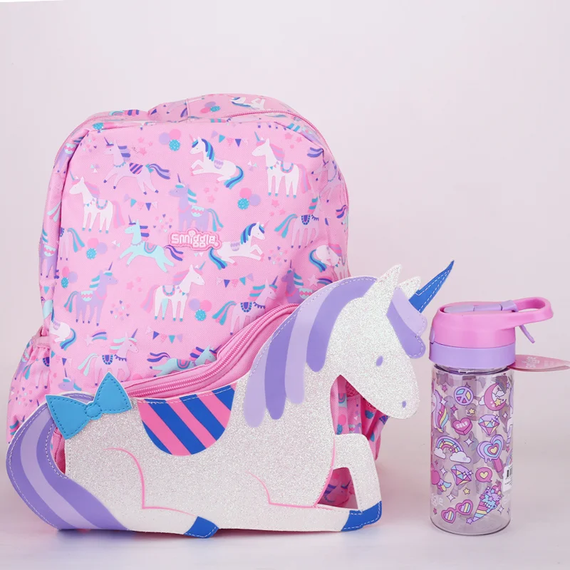 Australian Backpack Smiggle Medium Hooded Pink Unicorn Backpack Student Reduces Burden Large Capacity Backpack Kettle Set Gift