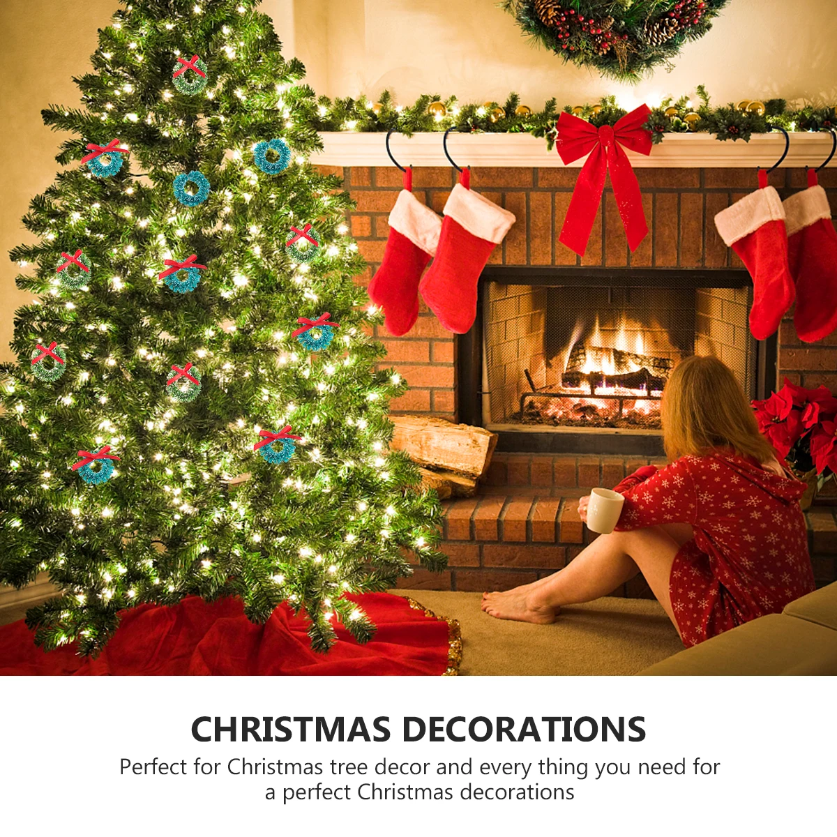 

30pcs Christmas Wreath Mini Hanging Decoration Sisal Silk Wreaths For Tree Ornament Craft Holiday Party Decorations