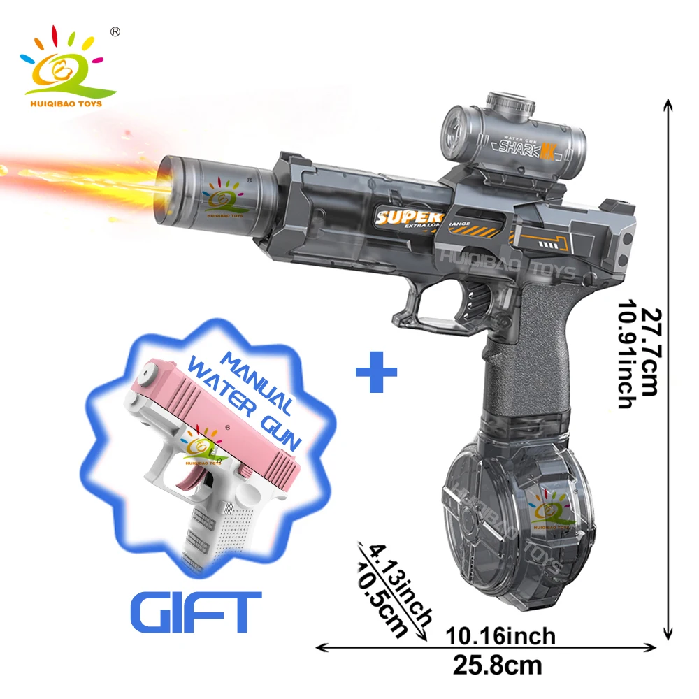HUIQIBAO Electric Pulse Water Gun Simulated Flame Sensor Light Fully Automatic Fights Toy Water Pistol Outdoor Beach Toys Adult image 3