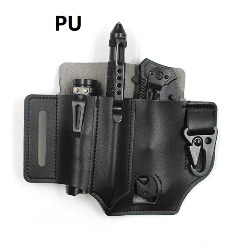 1PC Outdoor EDC Tool Storage Holster Cover Knife Tactical Pen Flashlight Universal Belt PU Leather Storage Cover Case