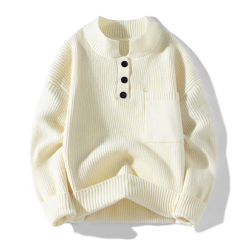 

2025 new autumn and winter semi-turtleneck button sweater knitted sweater men's versatile sweater jacket CM-3917