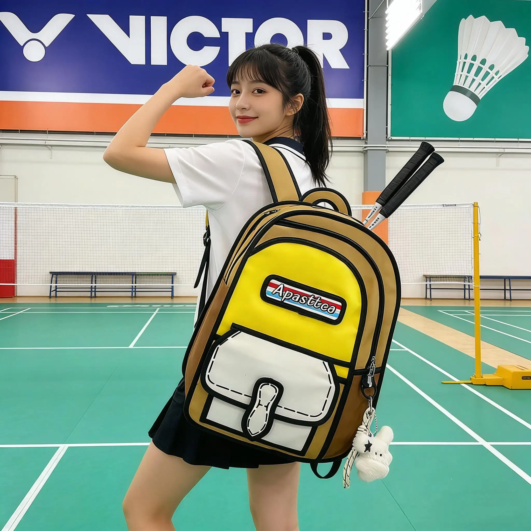 new-large-capacity-sports-manga-badminton-bag-unisex-double-shoulder-backpack-student-bookbag-male-model-female-model
