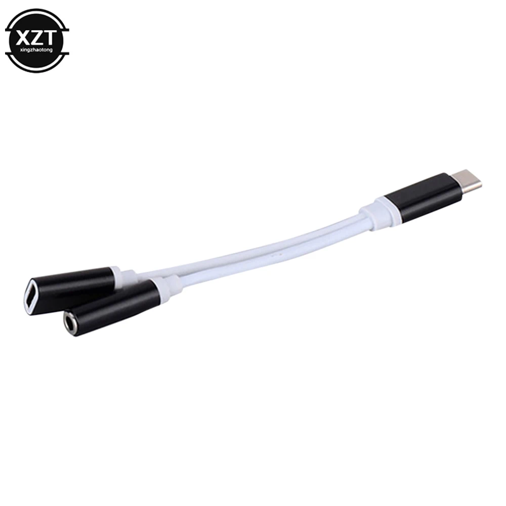 Type C To 3.5mm Jack USB-C To 3.5 AUX Audio Cable 2in1 USB Audio Splitter USB C Earphone Cable Charging Adapter Phone Accessory