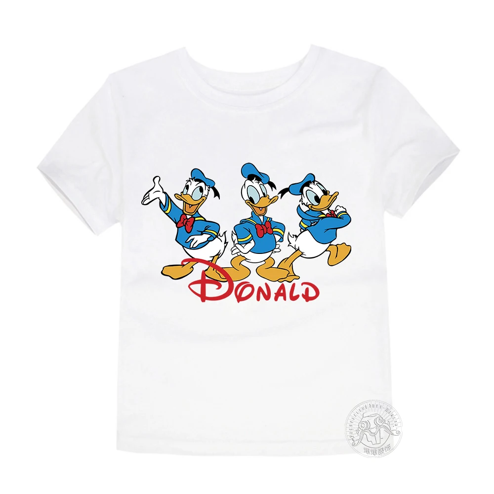 

Cotton Children's Cute Baby Donald Duck Cartoon Anime Short sleeved T-shirt Summer 2024 New Middle and Small Boys and Girls Bott