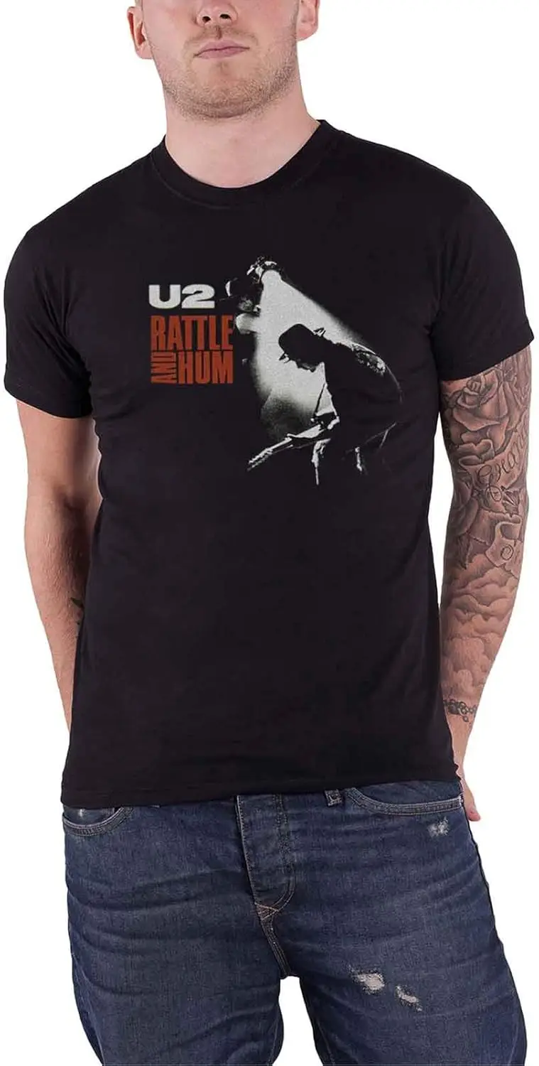 U2 T Shirt Rattle & Hum Album Cover Band Logo Official Mens Black 100% Cotton Streetwear High Quality