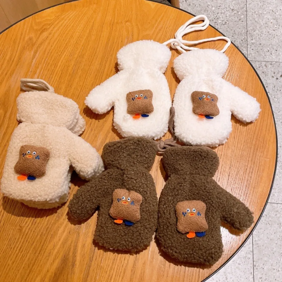

Girls Winter Thicken Warm Baby Gloves Cute Cartoon Bear Baby Boys Girls Mittens Faux Fur Toddler Kids Fingerless Gloves HP01