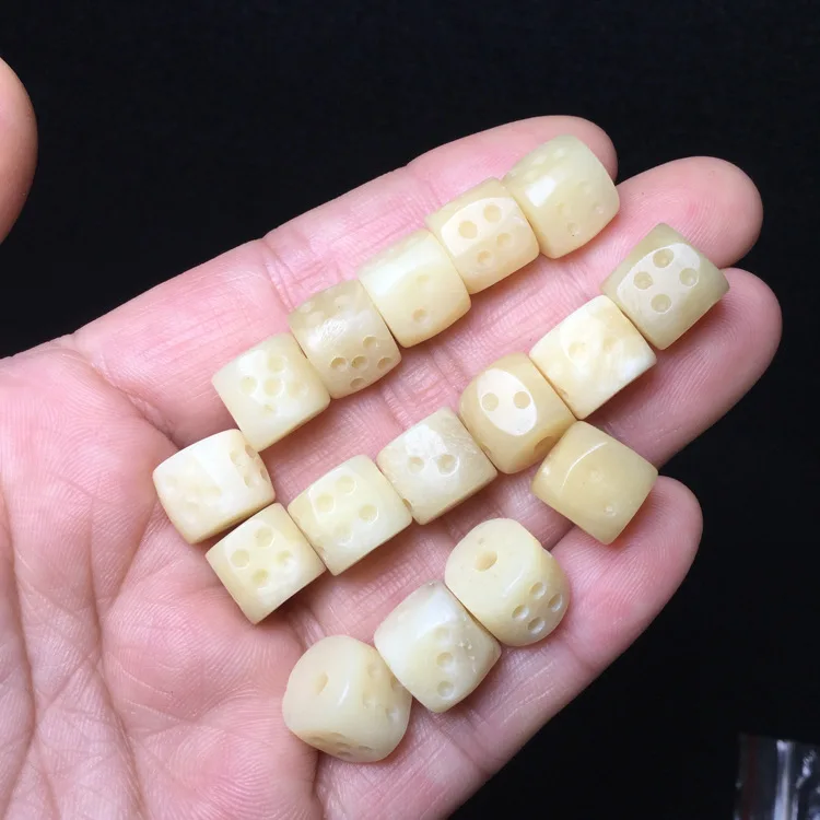 10mm Natural Cameo Bone Dice Loose Beads Square Craps Charms Galloping Dominoes Necklace Bracelet DIY Woman Jewerly Accessory