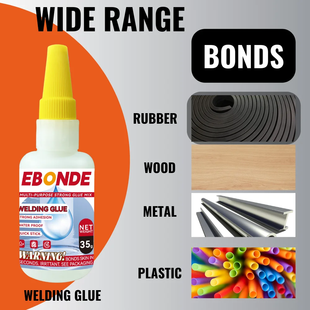 Super colla di cianoacrilato premium per vetro, legno, plastica, metallo, ceramica - Adesivo istantaneo resistente all'acqua