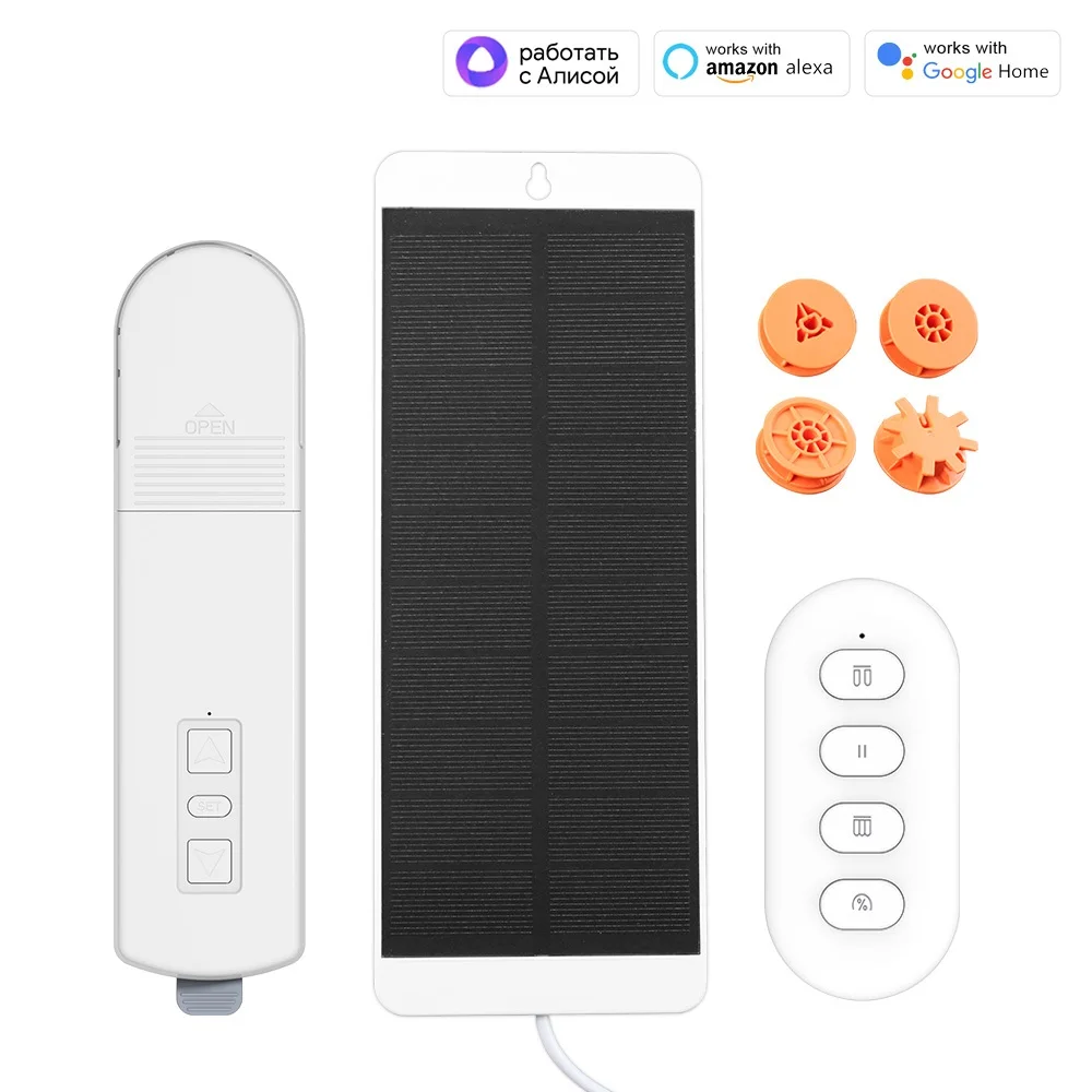 

MANHOT Zigbee Smart DIY Motorized Chain Curtain Motor Roller Blinds Shade Shutter Drive with Solar Panel Alexa Google Home Alice