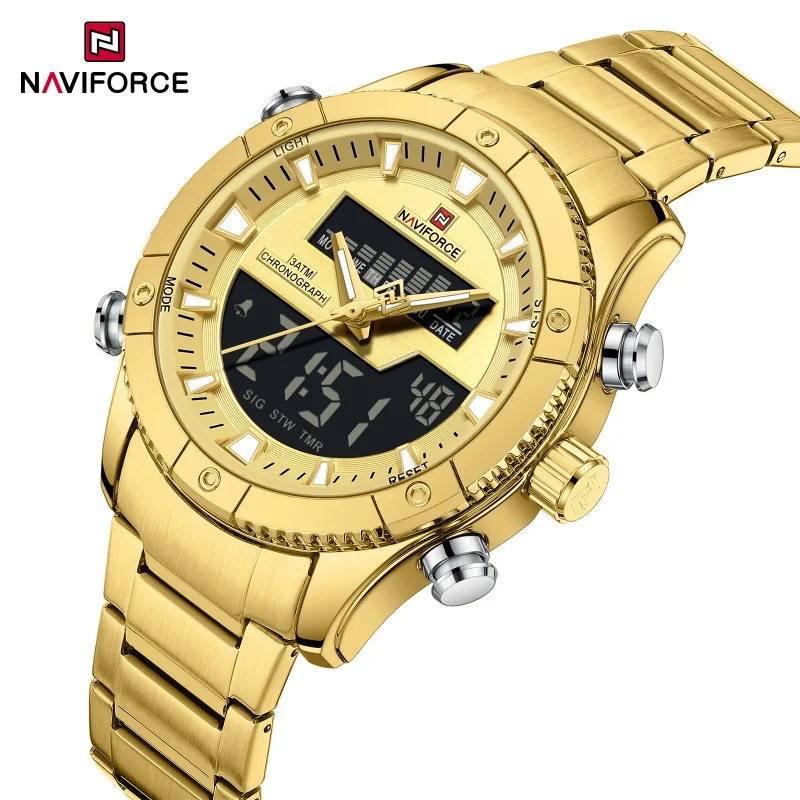 NAVIFORCE ساعة عصرية للرجال NF9259 كرونوغراف متعدد الوظائف عرض مضيئة مقاوم للماء ساعة إلكترونية رياضية للذكور #1
