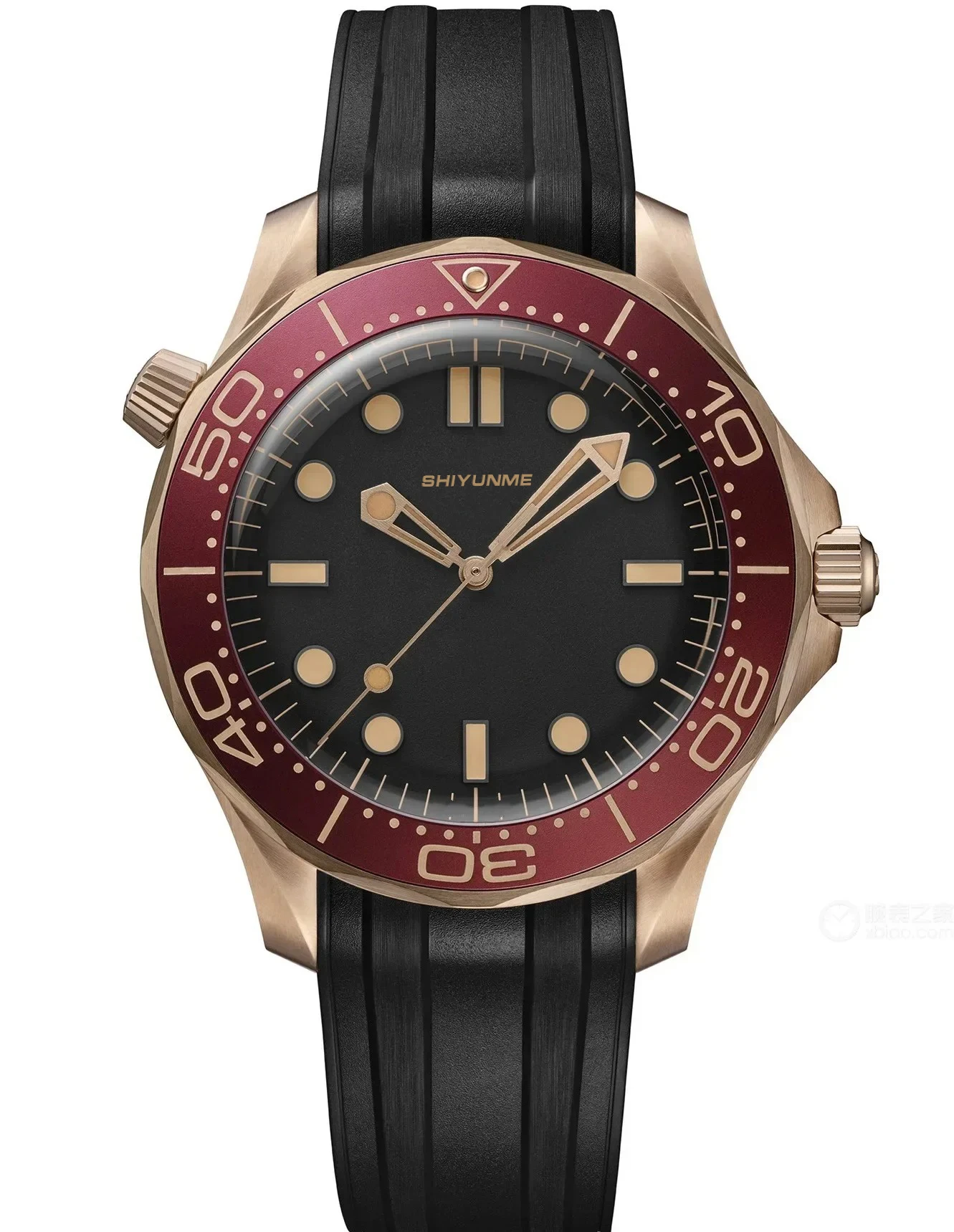 Relógio mecânico automático masculino 42mm aço inoxidável rosa ouro vermelho moldura cerâmica borracha safira