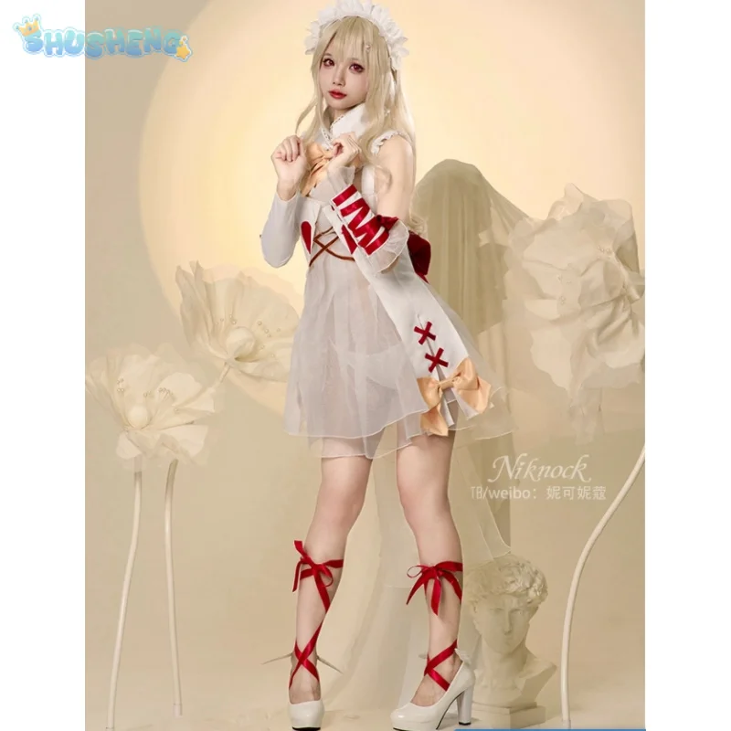 

Fate FGO Illyasviel von Einzbern Cosplay Anime Fate/kaleid liner Costume Headwear gloves tie props dress Halloween women set
