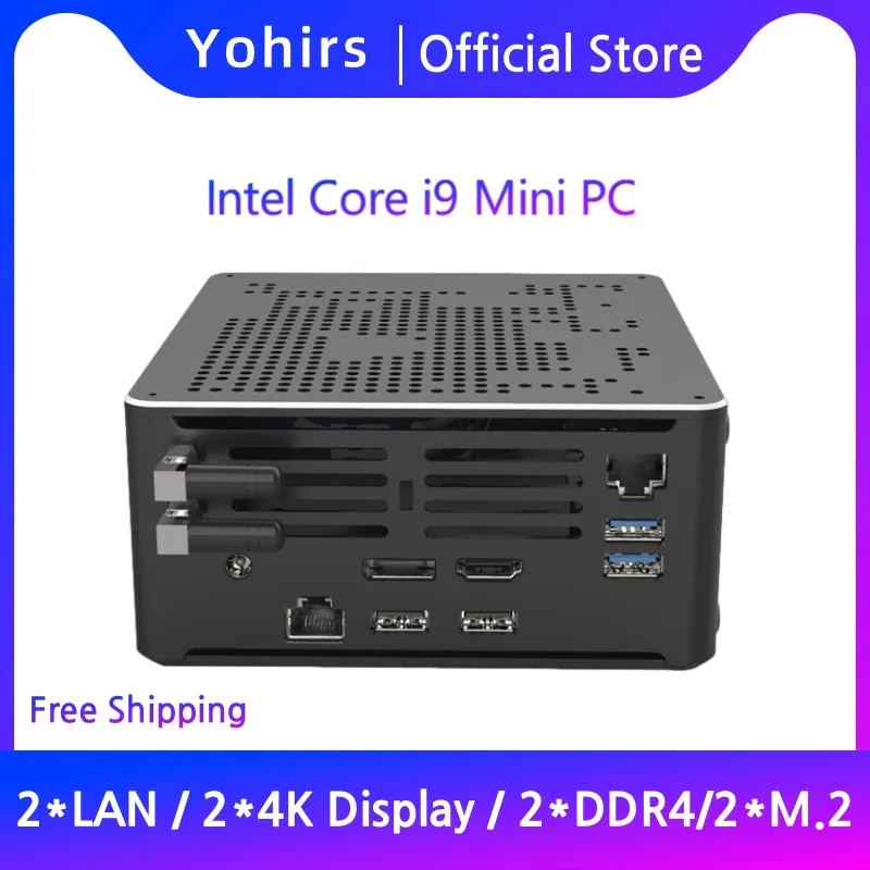 Yohirs 10th Gen NUC i9 10980HK i7 10870H i5 2LAN Mini Pc Windows10 2xDDR4 Max 64GB 2 * NVme 4K DP HD2.0 gra komputer stacjonarny