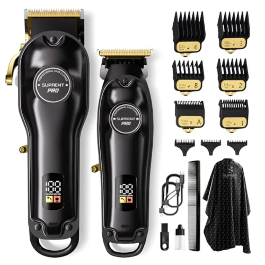 

Cordless Hair Cutting Kit for Men Titanium Plated Ceramic Blade Trimmer with Type-C Charging Black Professional Barber Clippers