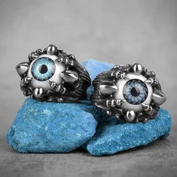 Stainless Steel Men Rings Demon Devil's Eye Domineering Punk Rock Hip Hop for Biker Male Boy Jewelry Creativity Gift Wholesale