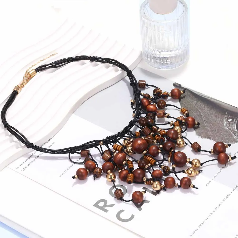 الإبداعية اليدوية مطرز الربط الذهب اللون الكرة قلادة شرابة قلادة