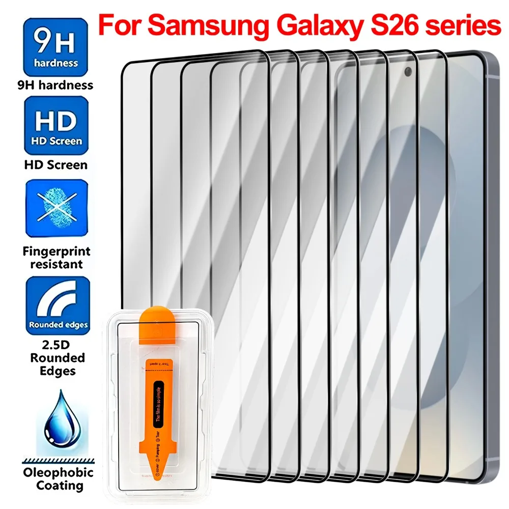 لهاتف سامسونج جالاكسي S26/S26 Plus/S26 Ultra HD 9H زجاج مقسى مع أداة سهلة التركيب مضادة للخدش غطاء كامل واقي للشاشة #3