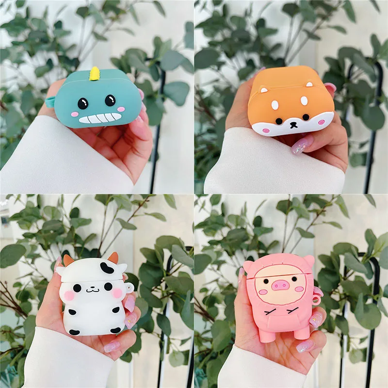Cute Cartoon zwierząt silikonowe słuchawki Case dla Apple AirPods 1/2/3 Kawaii Cat bezprzewodowy zestaw słuchawkowy pokrywa fundas dla Airpods Pro Box