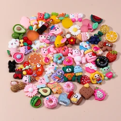 Random Mix Cute Resin Fruits Animals Donuts Charms Flatback Cabochon DIY Findings Nail Arts Phone Case Decoration